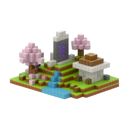 Cherry Blossom Hill Portal (990 Pcs) Minecraft Magnetic Building Blocks Set